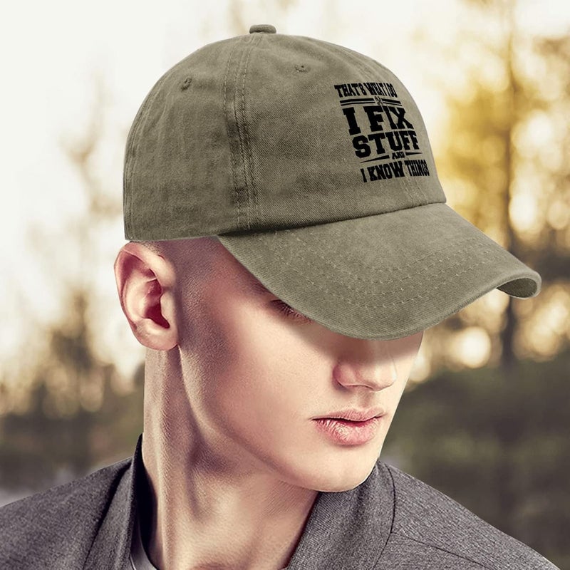 ACEMIRE That's What I Do I Fix Stuff and I Know Things Dad Hats for Men Graphic Baseball Cap Adjustable - Image 4